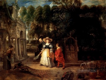 Pedro Pablo Rubens Painting - Rubens en su jardín con Helena Fourment Peter Paul Rubens barroco